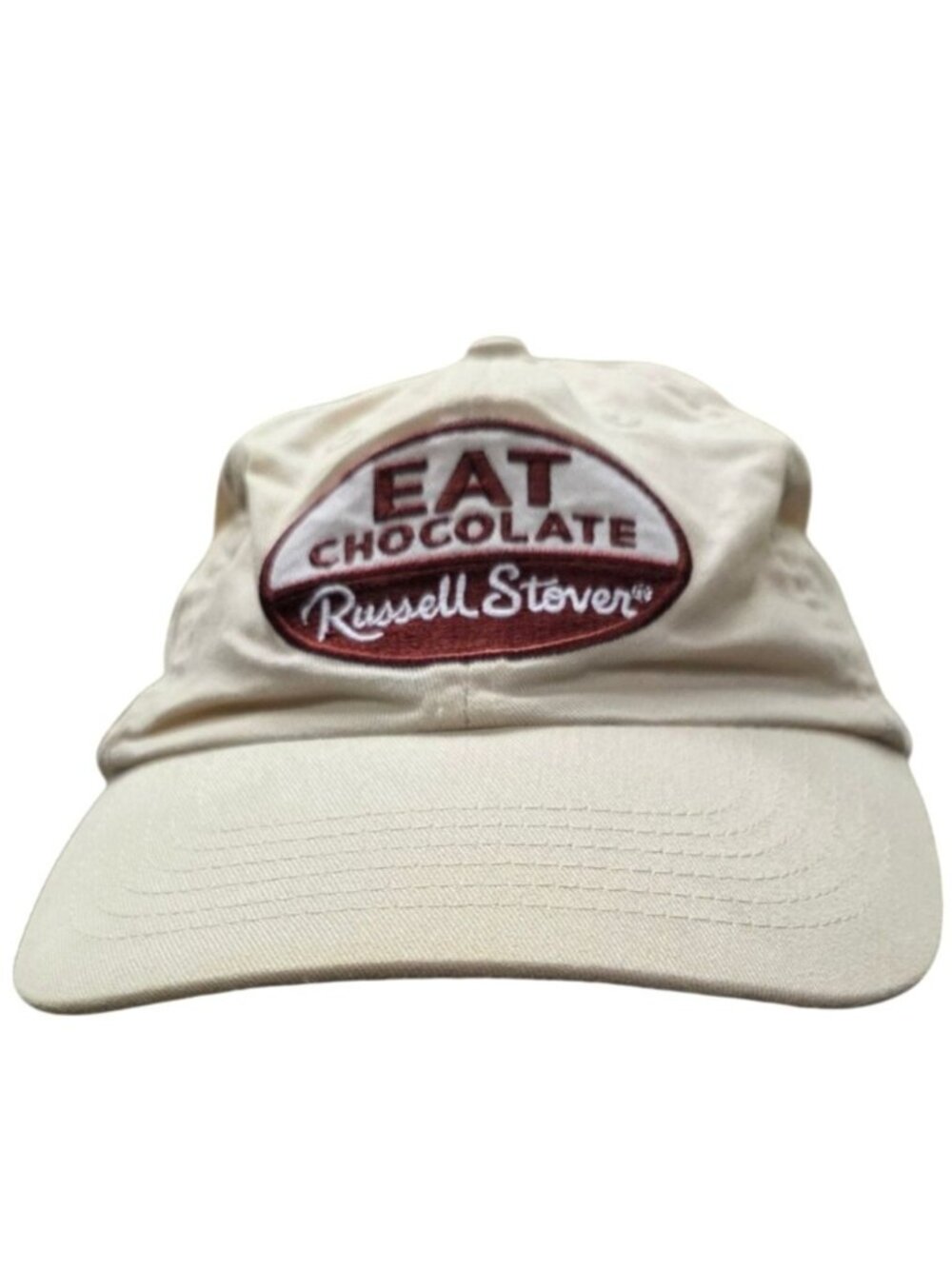 Russell Stover Eat Chocolate Beige Embroidered Adjustable Baseball Cap Hat